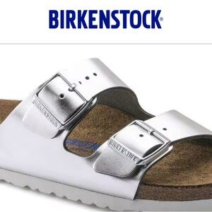 Birkenstock Arizona Metallic Silver Sandals